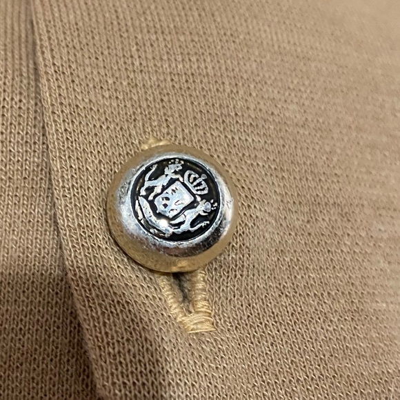 Vintage 70s Suede Knit Cardigan Sweater Patchwork Detail Camel Tan V-Neck M/L - Picture 14 of 15